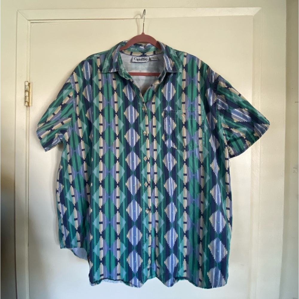 Vintage oversized patterned shirt sleeve button up